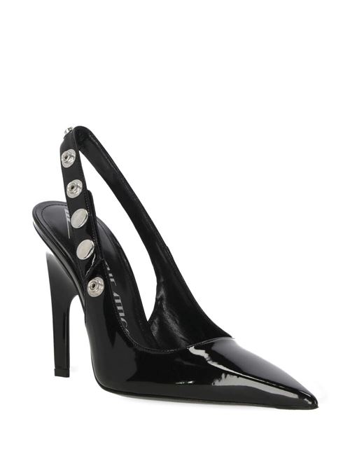 black calf leather patent finish stud embellishment THE ATTICO | 241WS775E056S100